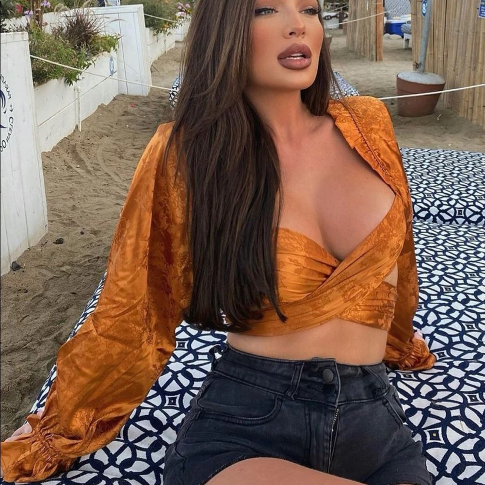 Spill The Tea Satin Top - Rust